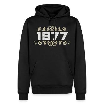 Jahrgang 1977 Retro Geburtstag 1977 Vintage 1977 - Männer Premium Bio Hoodie - Schwarz - Vorne - Nico (187cm)