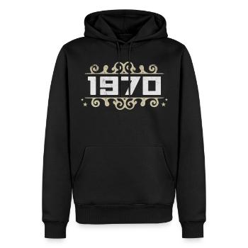 Jahrgang 1970 Retro Geburtstag 1970 Vintage 1970 - Männer Premium Bio Hoodie - Schwarz - Vorne - Nico (187cm)