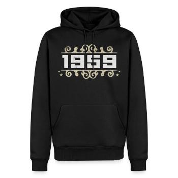 Millésime 1959 Rétro Anniversaire 1959 Millésime 1959 - Sweat à capuche Premium bio Homme - noir - Devant - Nico (187cm)