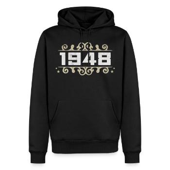Jahrgang 1948 Retro Geburtstag 1948 Vintage 1948 - Männer Premium Bio Hoodie - Schwarz - Vorne - Nico (187cm)