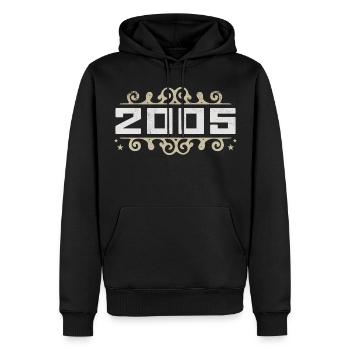 Millésime 2005 Rétro Anniversaire 2005 Millésime 2005 - Sweat à capuche Premium bio Homme - noir - Devant - Nico (187cm)