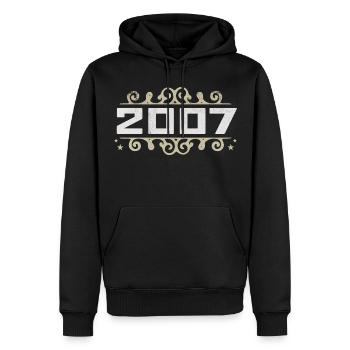 Millésime 2007 Rétro Anniversaire 2007 Millésime 2007 - Sweat à capuche Premium bio Homme - noir - Devant - Nico (187cm)