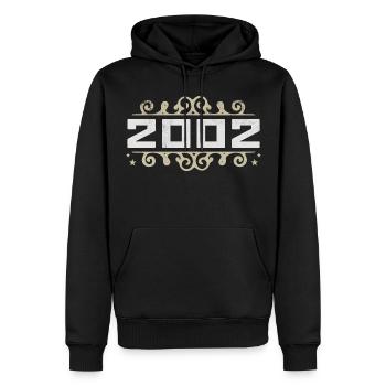 Millésime 2002 Rétro Anniversaire 2002 Millésime 2002 - Sweat à capuche Premium bio Homme - noir - Devant - Nico (187cm)