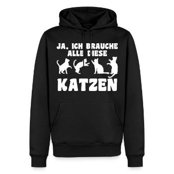 Katze Tier Katzen Geschenk - Männer Premium Bio Hoodie - Schwarz - Vorne - Nico (187cm)