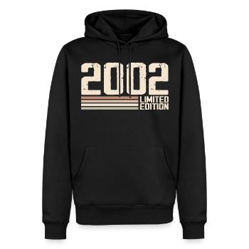 2002 Millésime 2002 Anniversaire 2002 Rétro 2002 - Sweat à capuche Premium bio Homme - noir - Devant - Nico (187cm)