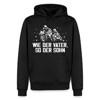 Cadeau Père Motocross Fils - Sweat à capuche Premium bio Homme - noir - Devant - Nico (187cm)