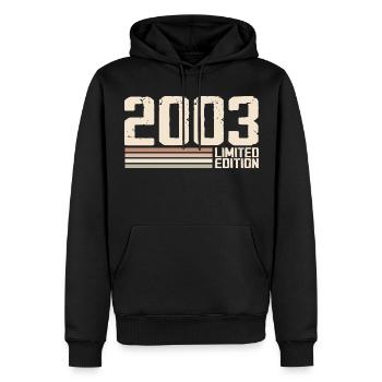 2003 Jahrgang 2003 Geburtstag 2003 Retro 2003 - Männer Premium Bio Hoodie - Schwarz - Vorne - Nico (187cm)