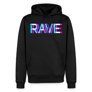Techno - Musique techno - Rave - Raver - Festival - Sweat à capuche Premium bio Homme - noir - Devant - Nico (187cm)