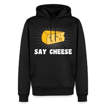 Dites fromage - Sweat à capuche Premium bio Homme - noir - Devant - Nico (187cm)
