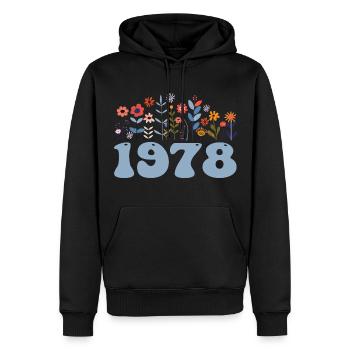 1978 Motif floral 1978 Thème floral 1978 - Sweat à capuche Premium bio Homme - noir - Devant - Nico (187cm)