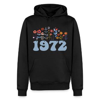 1972 Blumenmuster 1972 Blumen-thema Blumen 1972 - Männer Premium Bio Hoodie - Schwarz - Vorne - Nico (187cm)