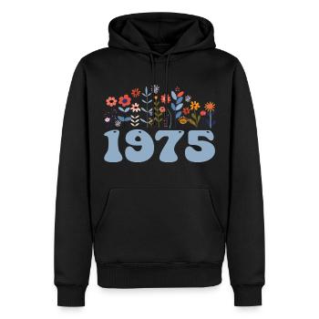 1975 Blumenmuster 1975 Blumen-thema Blumen 1975 - Männer Premium Bio Hoodie - Schwarz - Vorne - Nico (187cm)