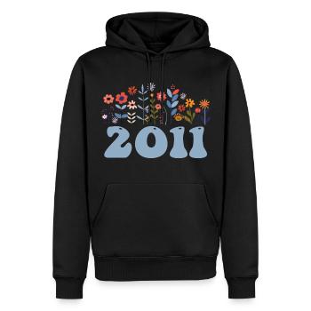 2011 Blumenmuster 2011 Blumen-thema Blumen 2011 - Männer Premium Bio Hoodie - Schwarz - Vorne - Nico (187cm)