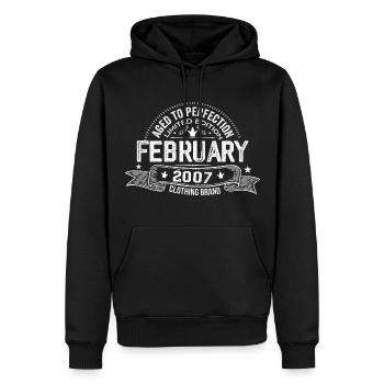 Février 2007 - Février 2007 Anniversaire 2007 Rétro - Sweat à capuche Premium bio Homme - noir - Devant - Nico (187cm)