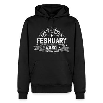 Février 2020 - Février 2020 Anniversaire 2020 Rétro - Sweat à capuche Premium bio Homme - noir - Devant - Nico (187cm)