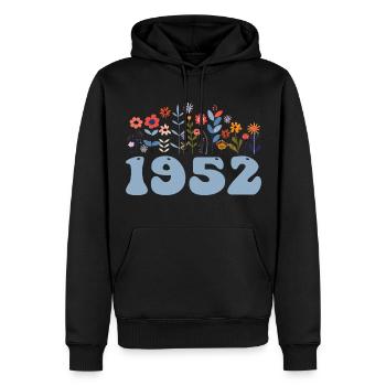 1952 Blumenmuster 1952 Blumen-thema Blumen 1952 - Männer Premium Bio Hoodie - Schwarz - Vorne - Nico (187cm)