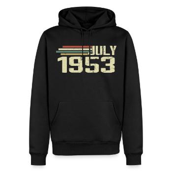 Geburtstag Juli 1953 Jahr 1953 Juli Jahrgang 1953 - Männer Premium Bio Hoodie - Schwarz - Vorne - Nico (187cm)