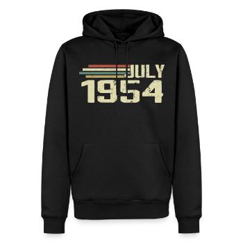 Anniversaire juillet 1954 Année 1954 juillet Né en 1954 - Sweat à capuche Premium bio Homme - noir - Devant - Nico (187cm)