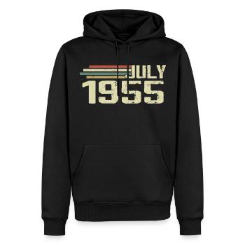 Anniversaire juillet 1955 Année 1955 juillet Né en 1955 - Sweat à capuche Premium bio Homme - noir - Devant - Nico (187cm)
