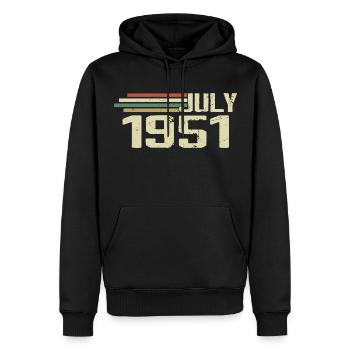 Geburtstag Juli 1951 Jahr 1951 Juli Jahrgang 1951 - Männer Premium Bio Hoodie - Schwarz - Vorne - Nico (187cm)