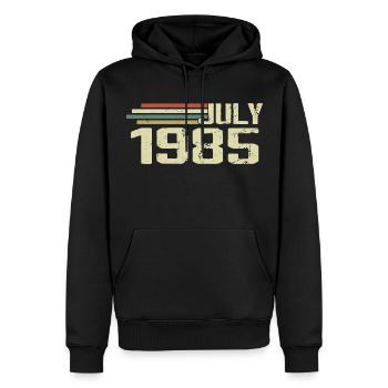 Geburtstag Juli 1985 Jahr 1985 Juli Jahrgang 1985 - Männer Premium Bio Hoodie - Schwarz - Vorne - Nico (187cm)