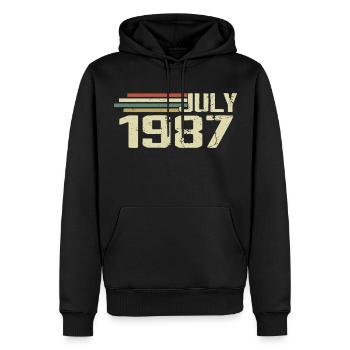 Geburtstag Juli 1987 Jahr 1987 Juli Jahrgang 1987 - Männer Premium Bio Hoodie - Schwarz - Vorne - Nico (187cm)