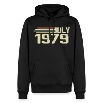 Geburtstag Juli 1979 Jahr 1979 Juli Jahrgang 1979 - Männer Premium Bio Hoodie - Schwarz - Vorne - Nico (187cm)