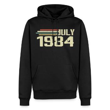 Geburtstag Juli 1984 Jahr 1984 Juli Jahrgang 1984 - Männer Premium Bio Hoodie - Schwarz - Vorne - Nico (187cm)