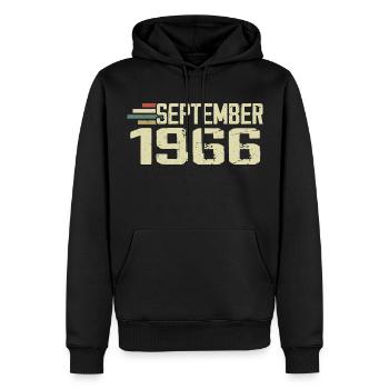 September 1966 Vintage Gift Idea September 1966 - Men’s Premium Organic Hoodie - black - Front - Nico (187cm)