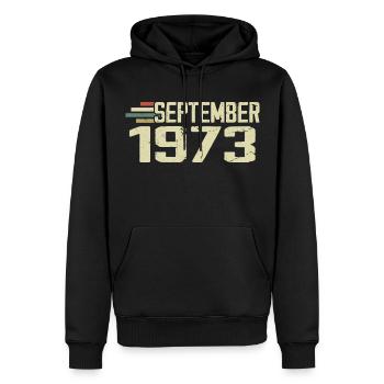 September 1973 Vintage Gift Idea September 1973 - Men’s Premium Organic Hoodie - black - Front - Nico (187cm)