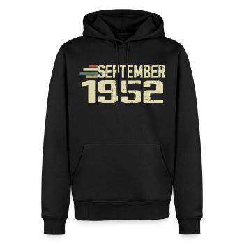 September 1952 Vintage Geschenkidee September 1952 - Männer Premium Bio Hoodie - Schwarz - Vorne - Nico (187cm)