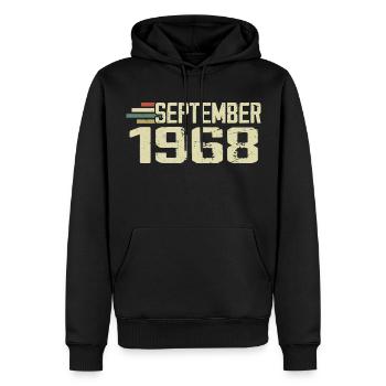 September 1968 Vintage Geschenkidee September 1968 - Männer Premium Bio Hoodie - Schwarz - Vorne - Nico (187cm)