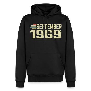 September 1969 Vintage Gift Idea September 1969 - Men’s Premium Organic Hoodie - black - Front - Nico (187cm)