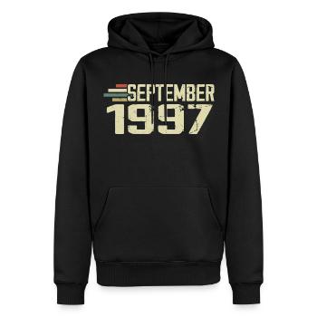 September 1997 Vintage Geschenkidee September 1997 - Männer Premium Bio Hoodie - Schwarz - Vorne - Nico (187cm)
