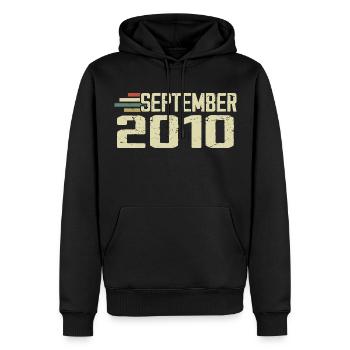 September 2010 Vintage Geschenkidee September 2010 - Männer Premium Bio Hoodie - Schwarz - Vorne - Nico (187cm)