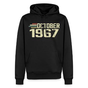 October 1967 - Geburtstag im Oktober 1967 - Männer Premium Bio Hoodie - Schwarz - Vorne - Nico (187cm)