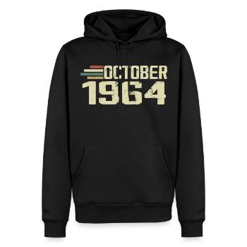 October 1964 - Geburtstag im Oktober 1964 - Männer Premium Bio Hoodie - Schwarz - Vorne - Nico (187cm)