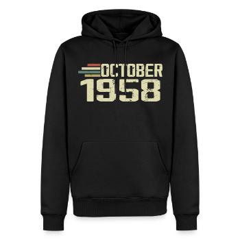 October 1958 - Geburtstag im Oktober 1958 - Männer Premium Bio Hoodie - Schwarz - Vorne - Nico (187cm)