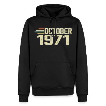 October 1971 - Geburtstag im Oktober 1971 - Männer Premium Bio Hoodie - Schwarz - Vorne - Nico (187cm)