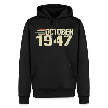 October 1947 - Geburtstag im Oktober 1947 - Männer Premium Bio Hoodie - Schwarz - Vorne - Nico (187cm)