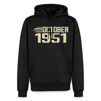 October 1951 - Geburtstag im Oktober 1951 - Männer Premium Bio Hoodie - Schwarz - Vorne - Nico (187cm)