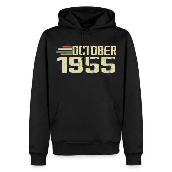 October 1955 - Geburtstag im Oktober 1955 - Männer Premium Bio Hoodie - Schwarz - Vorne - Nico (187cm)