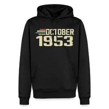 October 1953 - Geburtstag im Oktober 1953 - Männer Premium Bio Hoodie - Schwarz - Vorne - Nico (187cm)