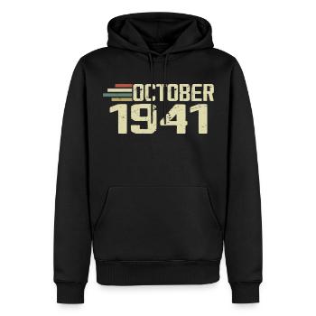 October 1941 - Geburtstag im Oktober 1941 - Männer Premium Bio Hoodie - Schwarz - Vorne - Nico (187cm)