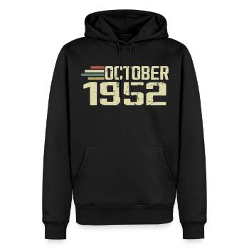 October 1952 - Geburtstag im Oktober 1952 - Männer Premium Bio Hoodie - Schwarz - Vorne - Nico (187cm)