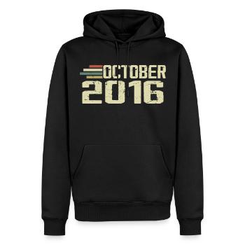 Octobre 2016 - Anniversaire en octobre 2016 - Sweat à capuche Premium bio Homme - noir - Devant - Nico (187cm)