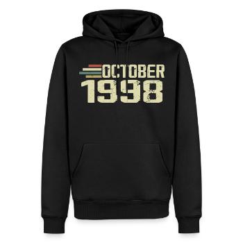 October 1998 - Geburtstag im Oktober 1998 - Männer Premium Bio Hoodie - Schwarz - Vorne - Nico (187cm)