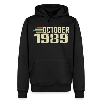October 1989 - Geburtstag im Oktober 1989 - Männer Premium Bio Hoodie - Schwarz - Vorne - Nico (187cm)