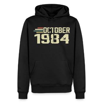 October 1984 - Geburtstag im Oktober 1984 - Männer Premium Bio Hoodie - Schwarz - Vorne - Nico (187cm)