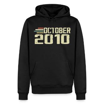 October 2010 - Geburtstag im Oktober 2010 - Männer Premium Bio Hoodie - Schwarz - Vorne - Nico (187cm)